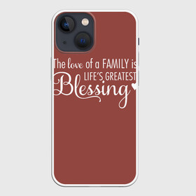 Чехол для iPhone 13 mini с принтом Любовь в семье это счастье в Петрозаводске,  |  | доброта | красивые фразы | любовь | мудрые фразы. | настроение | позитив | радость | семейное счастье | семья | счастье