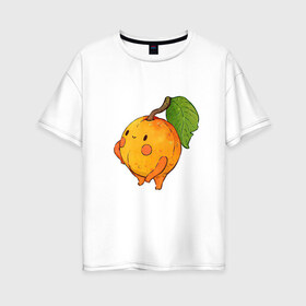 Женская футболка хлопок Oversize с принтом Спелый и сочный в Петрозаводске, 100% хлопок | свободный крой, круглый ворот, спущенный рукав, длина до линии бедер
 | абрикос | абрикосы | арт | мило | милота | персик | персики | рисунок | свежий продукт | свежий фрукт | фрукт