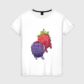 Женская футболка хлопок с принтом Смородинки в Петрозаводске, 100% хлопок | прямой крой, круглый вырез горловины, длина до линии бедер, слегка спущенное плечо | арт | красная смородина | мило | милота | рисунок | свежая ягода | свежие ягоды | свежий продукт | смородина | чёрная смородина | ягода | ягоды