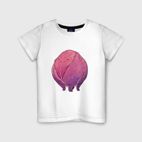 Детская футболка хлопок с принтом Фиолетовая капуста в Петрозаводске, 100% хлопок | круглый вырез горловины, полуприлегающий силуэт, длина до линии бедер | арт | капуста | краснокочанная капуста | мило | милота | овощ | рисунок | свежий овощ | свежий продукт | фиолетовая капуста