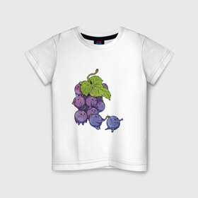 Детская футболка хлопок с принтом Виноградинки в Петрозаводске, 100% хлопок | круглый вырез горловины, полуприлегающий силуэт, длина до линии бедер | Тематика изображения на принте: арт | веточка винограда | виноград | виноградинки | мило | милота | рисунок | свежая ягода | свежие ягоды | свежий продукт | синий виноград | ягода | ягоды