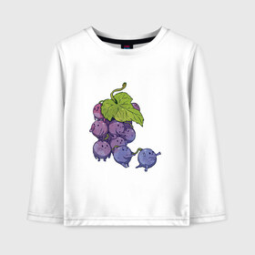 Детский лонгслив хлопок с принтом Виноградинки в Петрозаводске, 100% хлопок | круглый вырез горловины, полуприлегающий силуэт, длина до линии бедер | арт | веточка винограда | виноград | виноградинки | мило | милота | рисунок | свежая ягода | свежие ягоды | свежий продукт | синий виноград | ягода | ягоды