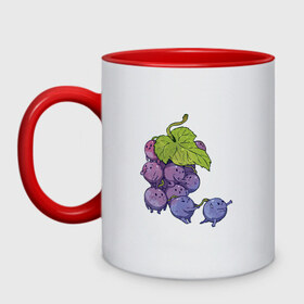 Кружка двухцветная с принтом Виноградинки в Петрозаводске, керамика | объем — 330 мл, диаметр — 80 мм. Цветная ручка и кайма сверху, в некоторых цветах — вся внутренняя часть | арт | веточка винограда | виноград | виноградинки | мило | милота | рисунок | свежая ягода | свежие ягоды | свежий продукт | синий виноград | ягода | ягоды