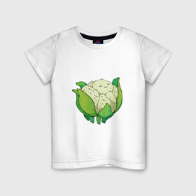 Детская футболка хлопок с принтом Милая капуста в Петрозаводске, 100% хлопок | круглый вырез горловины, полуприлегающий силуэт, длина до линии бедер | арт | капуста | мило | милота | овощ | овощи | рисунок | свежие овощи | свежий овощ | свежий продукт | цветная капуста