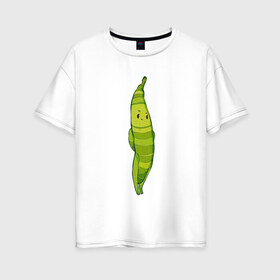 Женская футболка хлопок Oversize с принтом Фасоль в Петрозаводске, 100% хлопок | свободный крой, круглый ворот, спущенный рукав, длина до линии бедер
 | арт | мило | милота | овощ | овощи | рисунок | свежие овощи | свежий овощ | свежий продукт | фасолинка | фасоль