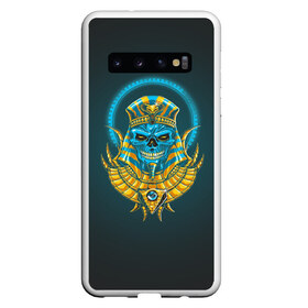 Чехол для Samsung Galaxy S10 с принтом PHARAOH 2.0 в Петрозаводске, Силикон | Область печати: задняя сторона чехла, без боковых панелей | Тематика изображения на принте: абстракция | геометрия | головы животных | злое | необычное | неон | прикольное | текстура | черепа | эпичное | яркое