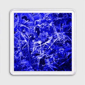 Магнит 55*55 с принтом Dark Blue Gan в Петрозаводске, Пластик | Размер: 65*65 мм; Размер печати: 55*55 мм | abstraction | blue | frost | frozen | ice | shine | surface | texture | абстракция | блеск | замерзший | лед | мороз | поверхность | синий | текстура
