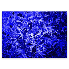 Поздравительная открытка с принтом Dark Blue Gan в Петрозаводске, 100% бумага | плотность бумаги 280 г/м2, матовая, на обратной стороне линовка и место для марки
 | Тематика изображения на принте: abstraction | blue | frost | frozen | ice | shine | surface | texture | абстракция | блеск | замерзший | лед | мороз | поверхность | синий | текстура
