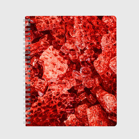 Тетрадь с принтом RED-$tyle в Петрозаводске, 100% бумага | 48 листов, плотность листов — 60 г/м2, плотность картонной обложки — 250 г/м2. Листы скреплены сбоку удобной пружинной спиралью. Уголки страниц и обложки скругленные. Цвет линий — светло-серый
 | abstraction | crystals | red | shapes | shards | shine | texture | абстракция | блеск | красный | кристалы | осколки | текстура | формы