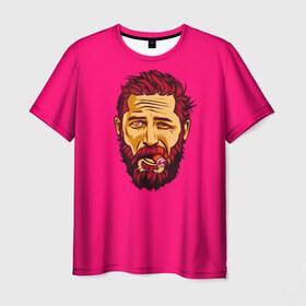 Мужская футболка 3D с принтом ХАРДИ в Петрозаводске, 100% полиэфир | прямой крой, круглый вырез горловины, длина до линии бедер | известная личность | том харди | чел с бородой