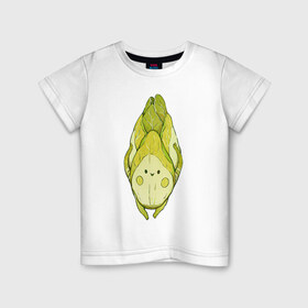 Детская футболка хлопок с принтом Цикорий в Петрозаводске, 100% хлопок | круглый вырез горловины, полуприлегающий силуэт, длина до линии бедер | арт | мило | милота | овощ | овощи | рисунок | свежие овощи | свежий овощ | свежий продукт | цикорий