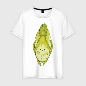 Мужская футболка хлопок с принтом Цикорий в Петрозаводске, 100% хлопок | прямой крой, круглый вырез горловины, длина до линии бедер, слегка спущенное плечо. | арт | мило | милота | овощ | овощи | рисунок | свежие овощи | свежий овощ | свежий продукт | цикорий