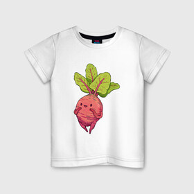 Детская футболка хлопок с принтом Свекла в Петрозаводске, 100% хлопок | круглый вырез горловины, полуприлегающий силуэт, длина до линии бедер | арт | мило | милота | овощ | овощи | рисунок | свежие овощи | свежий овощ | свежий продукт | свекла
