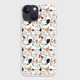 Чехол для iPhone 13 mini с принтом КОТИКИ в Петрозаводске,  |  | cat | pussy | детские | домашние | животные | кис кис | котики | коты | котэ | кошки | милашки | рисунки | текстуры