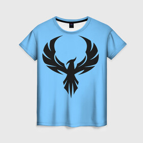 Женская футболка 3D с принтом Птица феникс в Петрозаводске, 100% полиэфир ( синтетическое хлопкоподобное полотно) | прямой крой, круглый вырез горловины, длина до линии бедер | позитив. | птица удачи | птица феникс | символ счастья | символ удачи | символика | удача