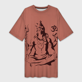 Платье-футболка 3D с принтом Бог Шива в Петрозаводске,  |  | бог шива. | духовность | иероглифы | индийские боги | индуистское божество