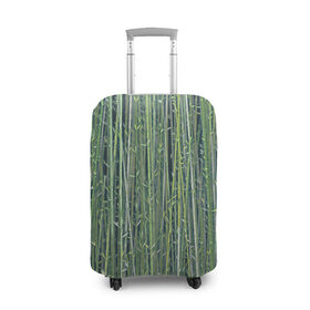 Чехол для чемодана 3D с принтом Зеленый бамбук в Петрозаводске, 86% полиэфир, 14% спандекс | двустороннее нанесение принта, прорези для ручек и колес | bamboo | forest | stripes | бамбук | заросли | лес | листья | полосы | растения