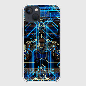 Чехол для iPhone 13 с принтом Сircuit в Петрозаводске,  |  | abstraction | chip | circuit | lines | neon | processor | shapes | texture | абстракция | линии | неон | процессор | схема | текстура | формы | чип