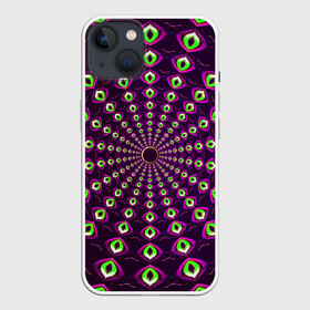 Чехол для iPhone 13 с принтом Fractal в Петрозаводске,  |  | abstraction | fractal | light green | mandala | pattern | pink | shape | symmetry | texture | абстракция | розовый | салатовый | симметрия | текстура | узор | формы | фрактал