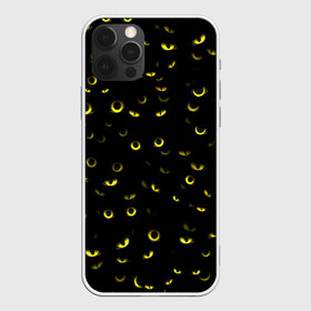 Чехол для iPhone 12 Pro Max с принтом Ночные взгляды в Петрозаводске, Силикон |  | halloween | глаз | глаза | желтый | зрачок | кот | кошачьи | кошка | ночь | паттерн | хэллоуин