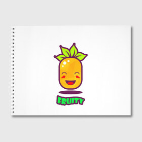 Альбом для рисования с принтом Fruity в Петрозаводске, 100% бумага
 | матовая бумага, плотность 200 мг. | fruit | ананас | вкусно | сладость | фрукты