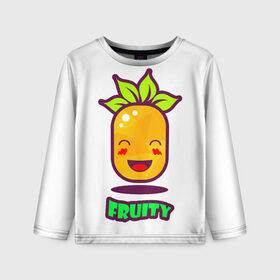 Детский лонгслив 3D с принтом Fruity в Петрозаводске, 100% полиэстер | длинные рукава, круглый вырез горловины, полуприлегающий силуэт
 | fruit | ананас | вкусно | сладость | фрукты