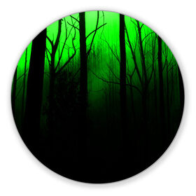 Коврик для мышки круглый с принтом G-loomy в Петрозаводске, резина и полиэстер | круглая форма, изображение наносится на всю лицевую часть | fog | forest | gloomy | green fog | night | radiation | trees | деревья | зеленый туман | лес | мрачный | ночь | радиация | туман