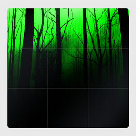 Магнитный плакат 3Х3 с принтом G-loomy в Петрозаводске, Полимерный материал с магнитным слоем | 9 деталей размером 9*9 см | fog | forest | gloomy | green fog | night | radiation | trees | деревья | зеленый туман | лес | мрачный | ночь | радиация | туман