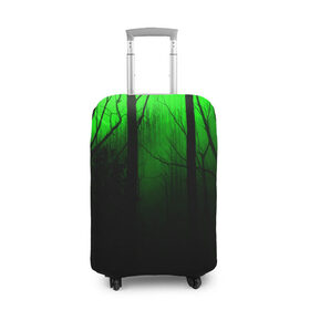 Чехол для чемодана 3D с принтом G-loomy в Петрозаводске, 86% полиэфир, 14% спандекс | двустороннее нанесение принта, прорези для ручек и колес | fog | forest | gloomy | green fog | night | radiation | trees | деревья | зеленый туман | лес | мрачный | ночь | радиация | туман