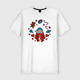 Мужская футболка хлопок Slim с принтом Pastafarian Santa в Петрозаводске, 92% хлопок, 8% лайкра | приталенный силуэт, круглый вырез ворота, длина до линии бедра, короткий рукав | Тематика изображения на принте: 