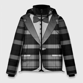 Мужская зимняя куртка 3D с принтом Пиджак в клетку в Петрозаводске, верх — 100% полиэстер; подкладка — 100% полиэстер; утеплитель — 100% полиэстер | длина ниже бедра, свободный силуэт Оверсайз. Есть воротник-стойка, отстегивающийся капюшон и ветрозащитная планка. 

Боковые карманы с листочкой на кнопках и внутренний карман на молнии. | Тематика изображения на принте: бабочка | босс молокосос | бутоньерка | в клетку | галстук | джентельмен | директор | жених | клеточка | косплей | костюм | маскарад | муж | одежда | официант | пиджак | принт | пуговица | пуговка