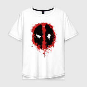 Мужская футболка хлопок Oversize с принтом Deadpool logo в Петрозаводске, 100% хлопок | свободный крой, круглый ворот, “спинка” длиннее передней части | deadpool | logo | marvel | mutant | vdshardan | wade wilson | болтливый наемник | вэйд вилсон | дадпул | дедпул | дэдпул | дэтпул | комиксы | логотип | марвел | мутант | супергерой | уэйд уилсон