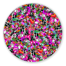 Коврик для мышки круглый с принтом $-tickers в Петрозаводске, резина и полиэстер | круглая форма, изображение наносится на всю лицевую часть | abstraction | background | colorful | jdm | sticker | stickers | style | texture | абстракция | наклейки | разноцветный | стикер | стиль | текстура | фон