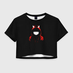 Женская футболка Crop-top 3D с принтом ROZHKI в Петрозаводске, 100% полиэстер | круглая горловина, длина футболки до линии талии, рукава с отворотами | минимализм | необычное | неон | популярное | прикольное | рожки