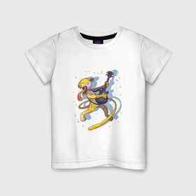 Детская футболка хлопок с принтом Рок-звезда в Петрозаводске, 100% хлопок | круглый вырез горловины, полуприлегающий силуэт, длина до линии бедер | арт | гитара | звезда | конфетти | леопард | песня | рисунок | рок | рок звезда | электро гитара