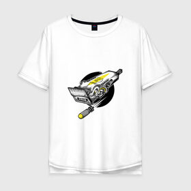 Мужская футболка хлопок Oversize с принтом Опасная стрижка в Петрозаводске, 100% хлопок | свободный крой, круглый ворот, “спинка” длиннее передней части | арт | бомба | машинка для стрижки волос | ракета | рисунок