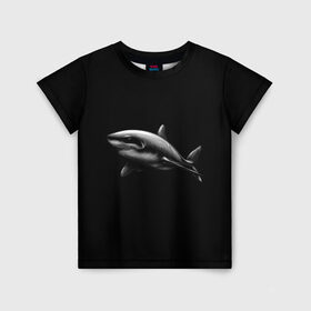 Детская футболка 3D с принтом Акула в Петрозаводске, 100% гипоаллергенный полиэфир | прямой крой, круглый вырез горловины, длина до линии бедер, чуть спущенное плечо, ткань немного тянется | акула | акулы | морские животные | рыбы | хищники