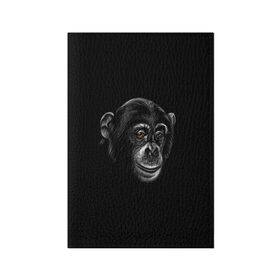 Обложка для паспорта матовая кожа с принтом Обезьяна в Петрозаводске, натуральная матовая кожа | размер 19,3 х 13,7 см; прозрачные пластиковые крепления | животные | обезьяна | обезьяны | приматы | шимпанзе