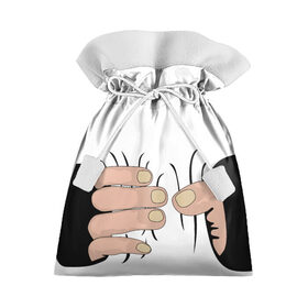 Подарочный 3D мешок с принтом Hand в Петрозаводске, 100% полиэстер | Размер: 29*39 см | Тематика изображения на принте: hand | иллюстрация | обхват | прикол | руки | сжал | сжатие | юмор