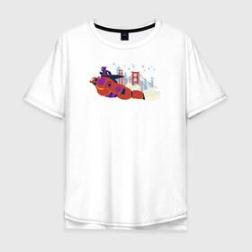 Мужская футболка хлопок Oversize с принтом Baymax and Hiro в Петрозаводске, 100% хлопок | свободный крой, круглый ворот, “спинка” длиннее передней части | baymax | big hero 6 | disney | vdkimel | бэймакс | город героев 6 | дисней