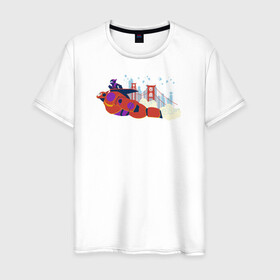 Мужская футболка хлопок с принтом Baymax and Hiro в Петрозаводске, 100% хлопок | прямой крой, круглый вырез горловины, длина до линии бедер, слегка спущенное плечо. | baymax | big hero 6 | disney | vdkimel | бэймакс | город героев 6 | дисней