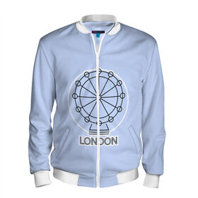 Мужской бомбер 3D с принтом Лондон London Eye в Петрозаводске, 100% полиэстер | застегивается на молнию, по бокам два кармана без застежек, по низу бомбера и на воротнике - эластичная резинка | Тематика изображения на принте: blue circle | england | english | europe | eye | gb | icon | london | travel | uk | vacation | англия | аттракцион | великобритания | европа | иконка | колесо обозрения | лондон | лондонский глаз | надпись | отпуск | поездка | путешествие |