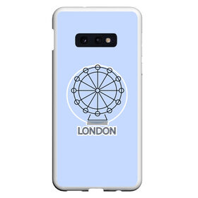 Чехол для Samsung S10E с принтом Лондон London Eye в Петрозаводске, Силикон | Область печати: задняя сторона чехла, без боковых панелей | Тематика изображения на принте: blue circle | england | english | europe | eye | gb | icon | london | travel | uk | vacation | англия | аттракцион | великобритания | европа | иконка | колесо обозрения | лондон | лондонский глаз | надпись | отпуск | поездка | путешествие |