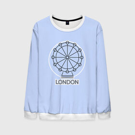 Мужской свитшот 3D с принтом Лондон London Eye в Петрозаводске, 100% полиэстер с мягким внутренним слоем | круглый вырез горловины, мягкая резинка на манжетах и поясе, свободная посадка по фигуре | blue circle | england | english | europe | eye | gb | icon | london | travel | uk | vacation | англия | аттракцион | великобритания | европа | иконка | колесо обозрения | лондон | лондонский глаз | надпись | отпуск | поездка | путешествие |