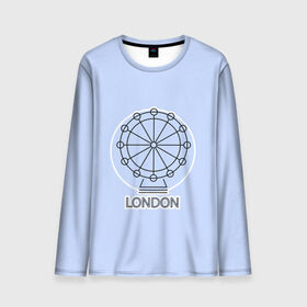 Мужской лонгслив 3D с принтом Лондон London Eye в Петрозаводске, 100% полиэстер | длинные рукава, круглый вырез горловины, полуприлегающий силуэт | blue circle | england | english | europe | eye | gb | icon | london | travel | uk | vacation | англия | аттракцион | великобритания | европа | иконка | колесо обозрения | лондон | лондонский глаз | надпись | отпуск | поездка | путешествие |