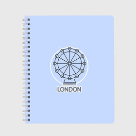 Тетрадь с принтом Лондон London Eye в Петрозаводске, 100% бумага | 48 листов, плотность листов — 60 г/м2, плотность картонной обложки — 250 г/м2. Листы скреплены сбоку удобной пружинной спиралью. Уголки страниц и обложки скругленные. Цвет линий — светло-серый
 | Тематика изображения на принте: blue circle | england | english | europe | eye | gb | icon | london | travel | uk | vacation | англия | аттракцион | великобритания | европа | иконка | колесо обозрения | лондон | лондонский глаз | надпись | отпуск | поездка | путешествие |