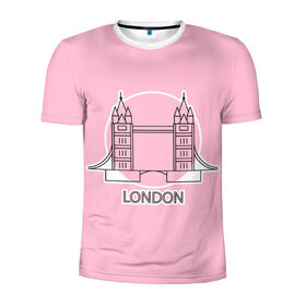 Мужская футболка 3D спортивная с принтом Лондон London Tower bridge в Петрозаводске, 100% полиэстер с улучшенными характеристиками | приталенный силуэт, круглая горловина, широкие плечи, сужается к линии бедра | Тематика изображения на принте: bridge | england | english | gb | london | tower | uk | английский | англия | башни | великобритания | закат | иконка | лайнарт | лондон | мост | надпись | розовый круг | слово | тауэрский | юк
