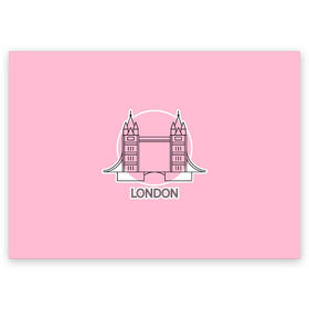 Поздравительная открытка с принтом Лондон London Tower bridge в Петрозаводске, 100% бумага | плотность бумаги 280 г/м2, матовая, на обратной стороне линовка и место для марки
 | Тематика изображения на принте: bridge | england | english | gb | london | tower | uk | английский | англия | башни | великобритания | закат | иконка | лайнарт | лондон | мост | надпись | розовый круг | слово | тауэрский | юк