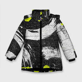 Зимняя куртка для девочек 3D с принтом Grunge Texture в Петрозаводске, ткань верха — 100% полиэстер; подклад — 100% полиэстер, утеплитель — 100% полиэстер. | длина ниже бедра, удлиненная спинка, воротник стойка и отстегивающийся капюшон. Есть боковые карманы с листочкой на кнопках, утяжки по низу изделия и внутренний карман на молнии. 

Предусмотрены светоотражающий принт на спинке, радужный светоотражающий элемент на пуллере молнии и на резинке для утяжки. | art | background | cross | grunge | paint | strokes | texture | арт | гранж | краска | крест | мазки | текстура | фон
