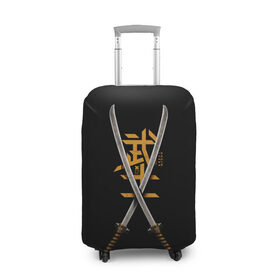 Чехол для чемодана 3D с принтом 2 Katanas в Петрозаводске, 86% полиэфир, 14% спандекс | двустороннее нанесение принта, прорези для ручек и колес | art | chinese character | katanas | swords | арт | катаны | китайский иероглиф | мечи